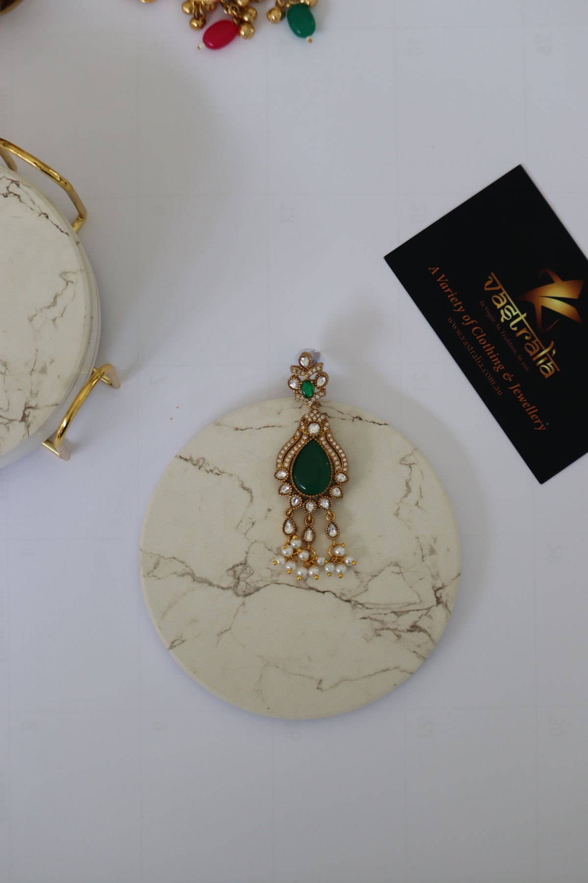 Emerald Green & Kundan Gold Statement Choker Necklace Set