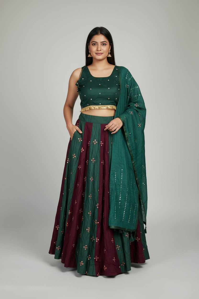 Embroidered Dual-Tone Navratri Lehenga Choli