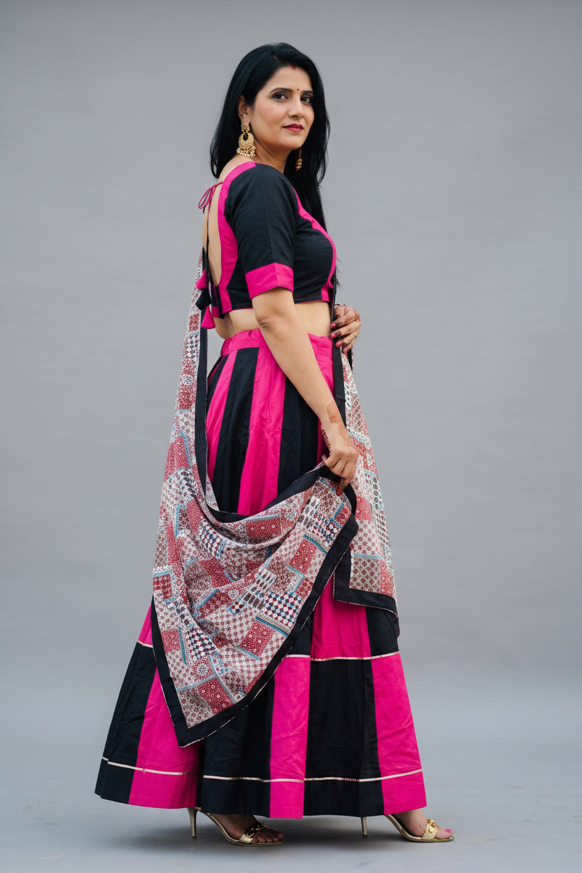 Colourblock Panelled Navratri Lehenga Choli
