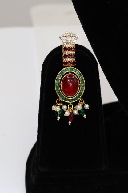 Royal Gemstone & CZ Studded Statement Necklace Set