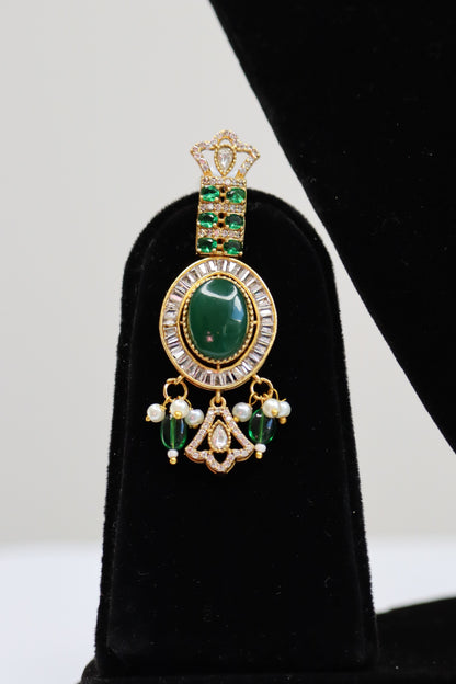 Royal Gemstone & CZ Studded Statement Necklace Set