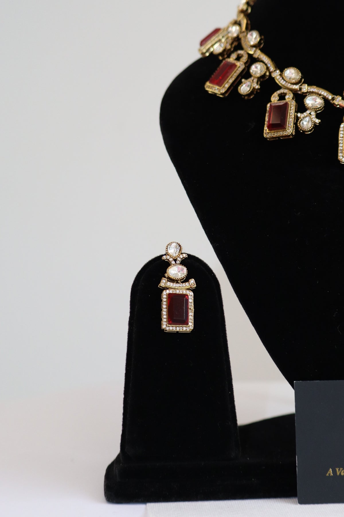 Ruby Red Emerald-Cut Gemstone & Kundan Choker Necklace Set