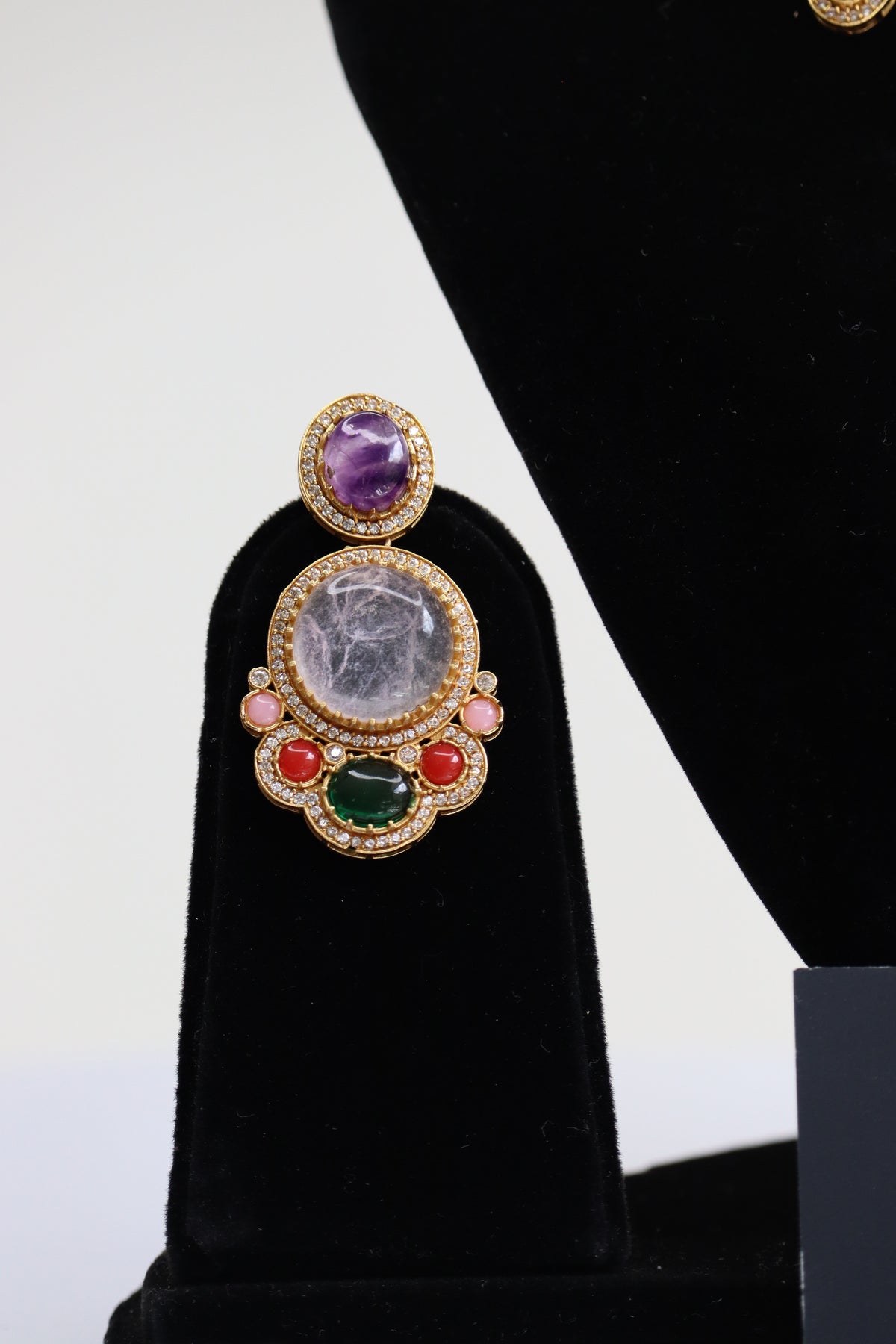 Multi-Gemstone Micro-Pave Statement Choker Necklace Set