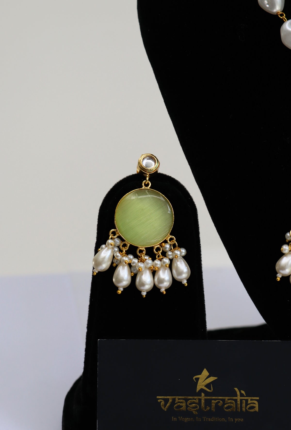 Radha Krishna Hand-Painted Pichwai Pendant & Pearl Necklace Set