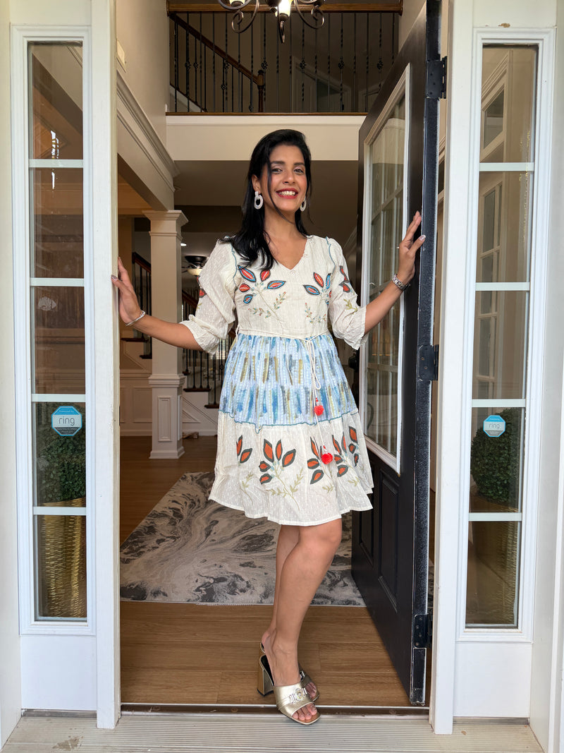 Embroidered Floral Tiered Dress