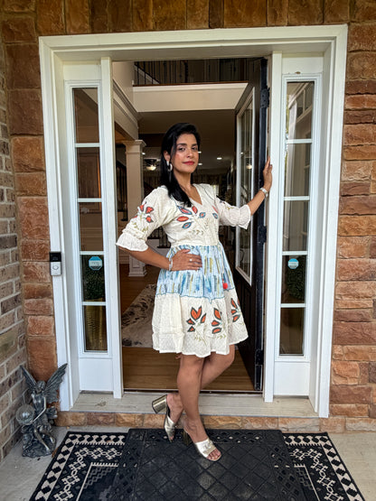 Embroidered Floral Tiered Dress