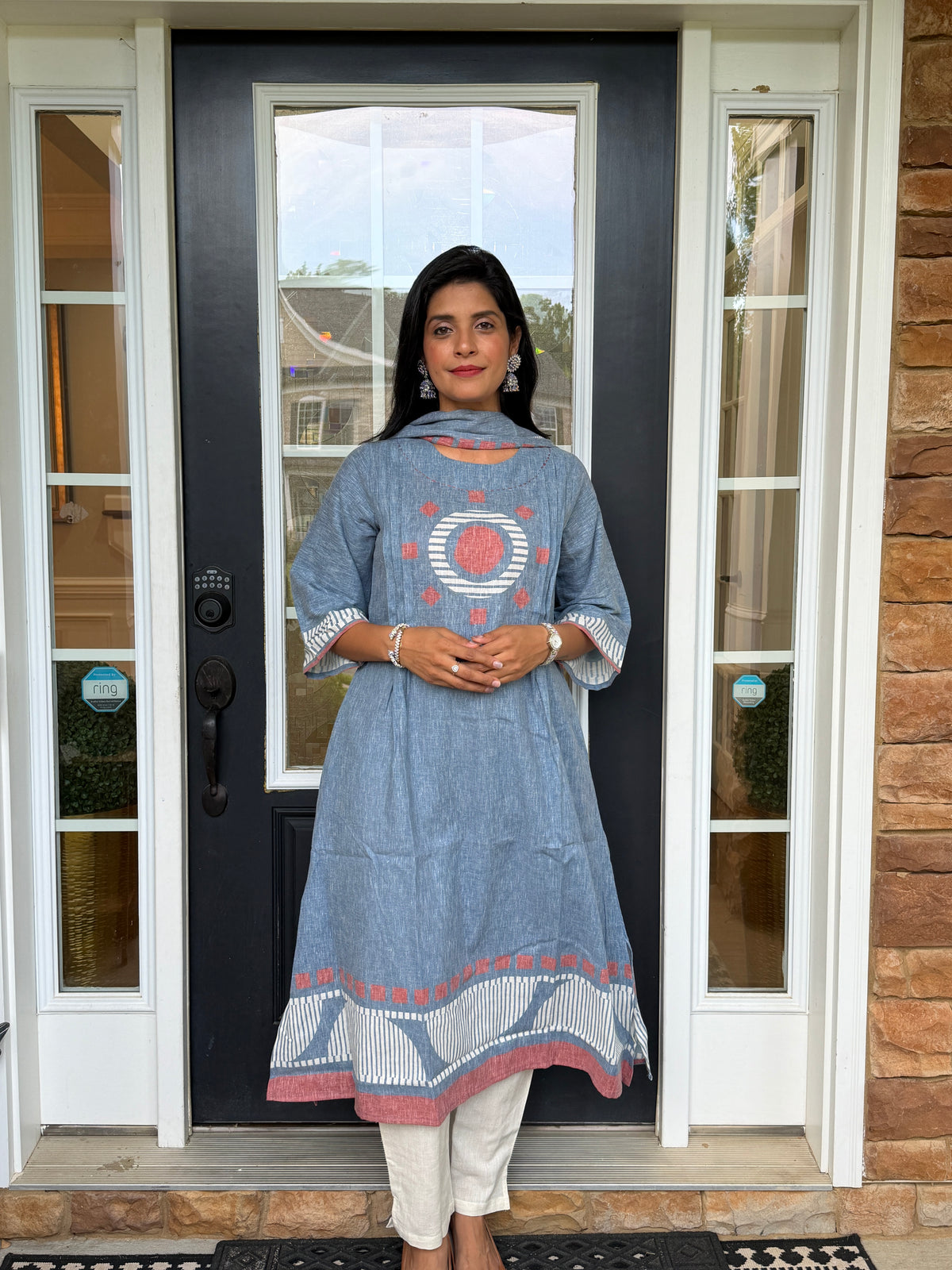 Geometric Printed A-Line Kurta Set