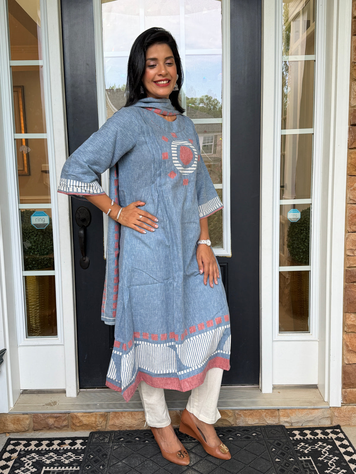 Geometric Printed A-Line Kurta Set