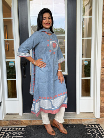 Geometric Printed A-Line Kurta Set