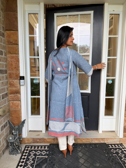 Geometric Printed A-Line Kurta Set
