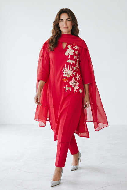 Embroidered Floral Straight Kurta Set