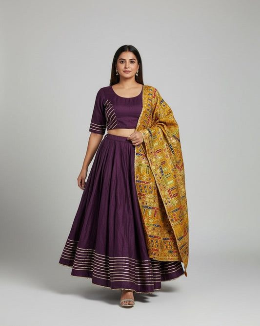 Gota Patti Purple Navratri Lehenga Choli