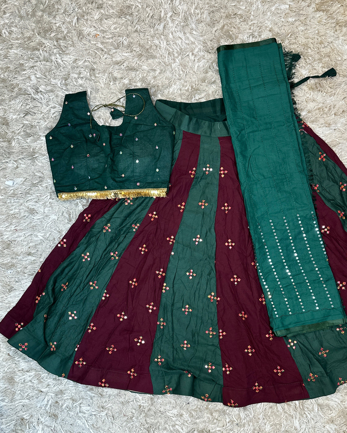 Embroidered Dual-Tone Navratri Lehenga Choli