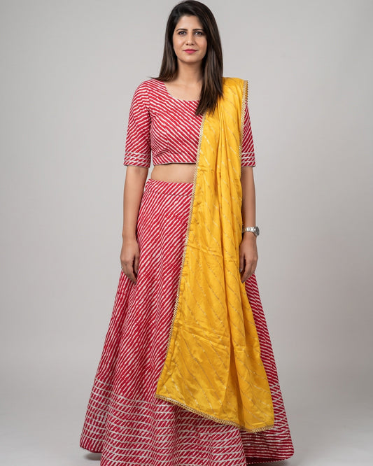 Leheriya Printed Gota Patti Lehenga Choli