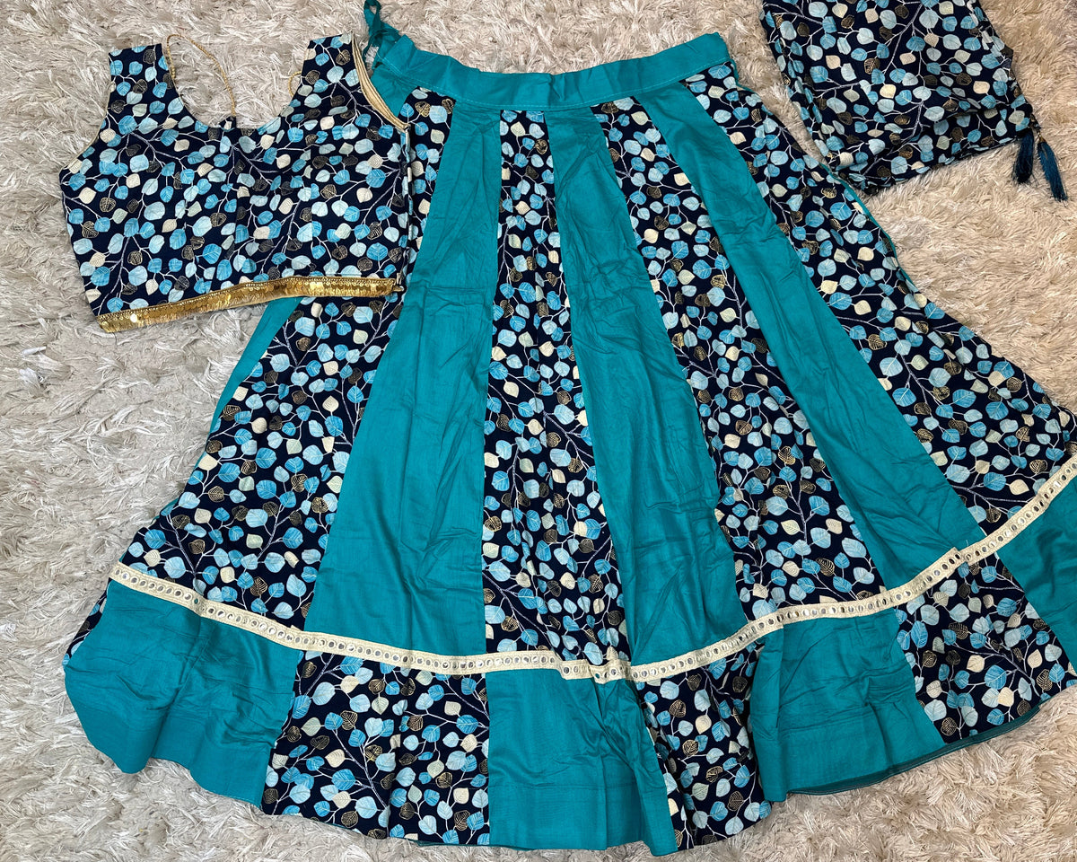 Leaf Printed Panelled Navratri Lehenga Choli