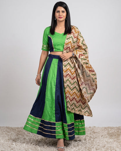 Colourblock Panelled Gota Patti Navratri Lehenga Choli
