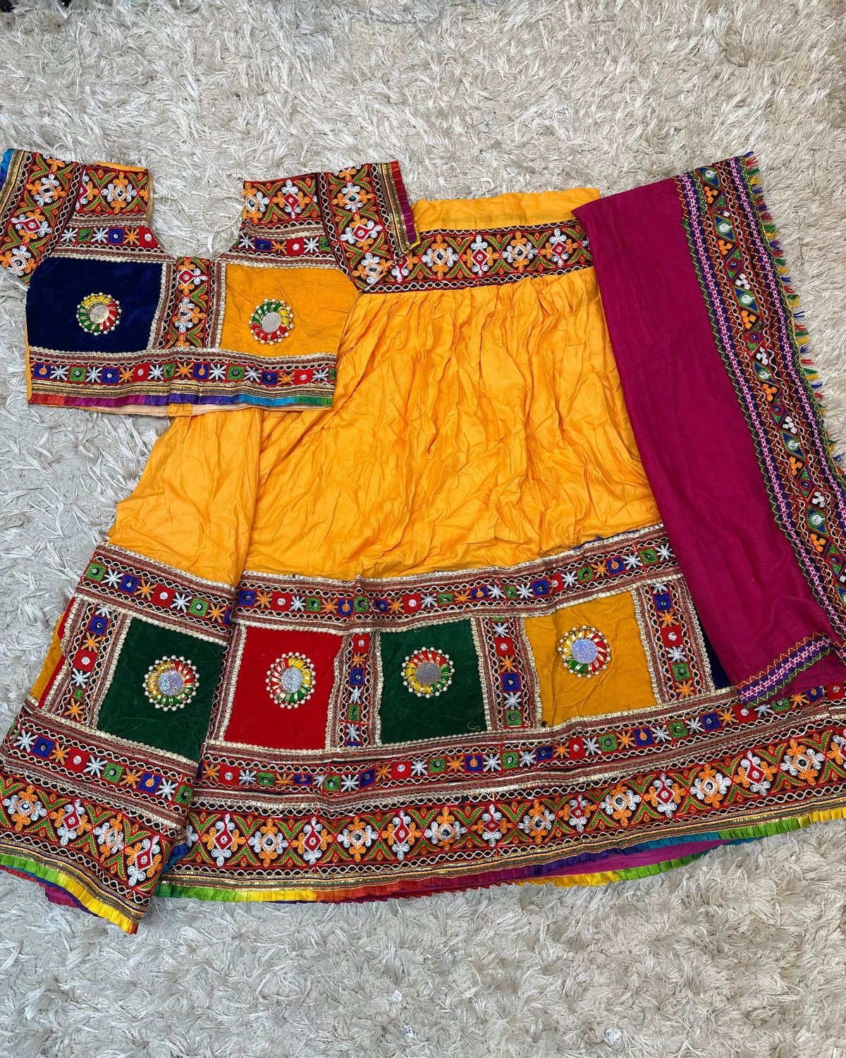 Kutchi Patchwork Mirror Work Navratri Lehenga Choli
