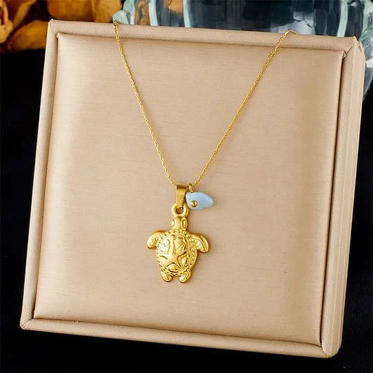 Gold Sea Turtle Charm Necklace