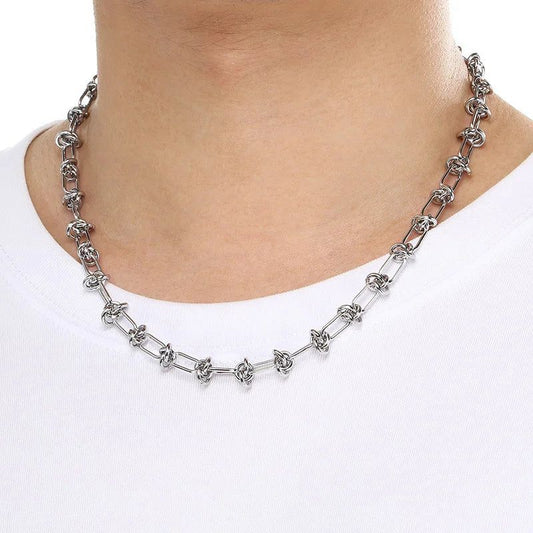 Silver Tone Knot Link Chain Necklace
