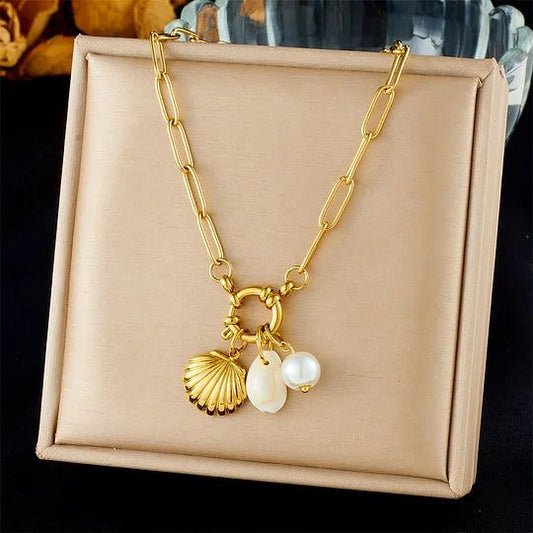 Ocean Charm Gold Pendant Necklace