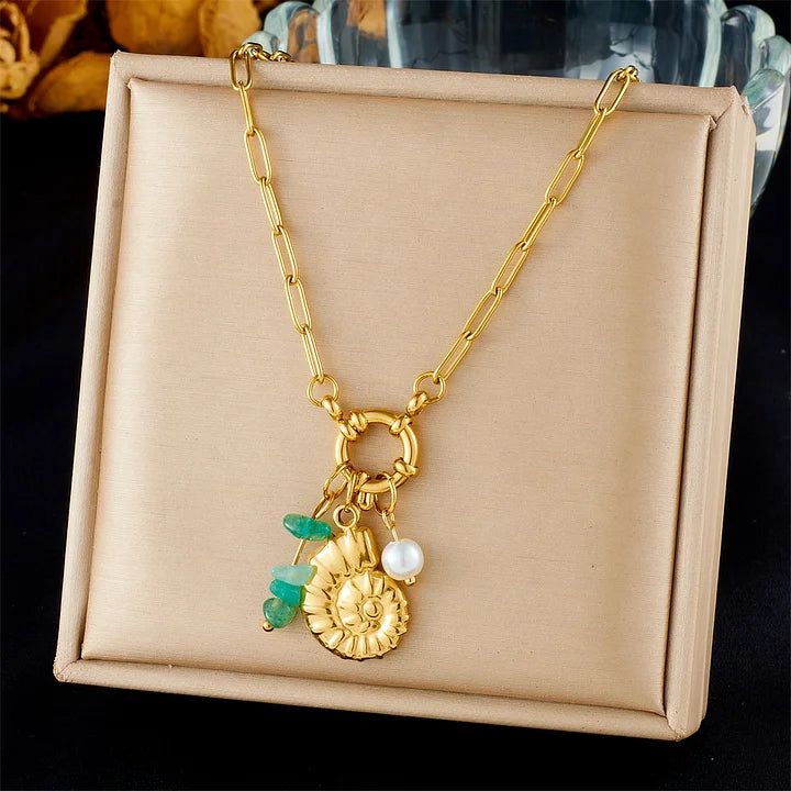 Ocean Charm Gold Pendant Necklace