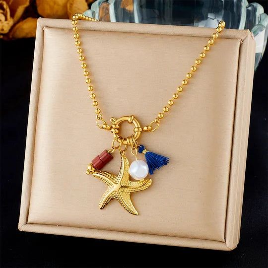 Ocean Charm Gold Pendant Necklace