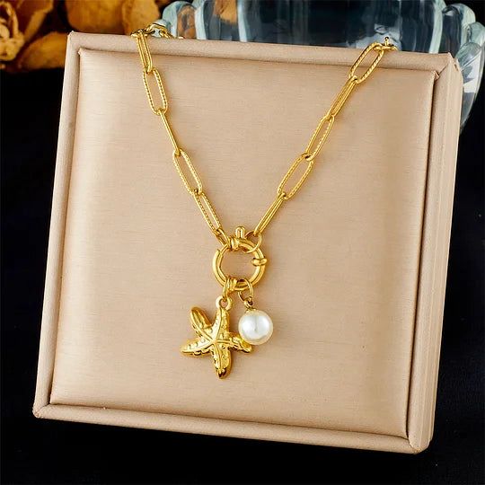 Ocean Charm Gold Pendant Necklace
